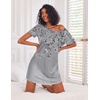 Ekouaer 3 Pack Nightgowns for Women Short Sleeve Sleepshirt Night Shirts(Black/Sparkling Branches/Gray Floral)