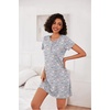 Ekouaer 3 Pack Nightgowns for Women Short Sleeve Sleepshirt Night Shirts(Blue Print/Coffee Cup/Purple Stars)