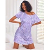 Ekouaer 3 Pack Nightgowns for Women Short Sleeve Sleepshirt Night Shirts(Blue Print/Coffee Cup/Purple Stars)