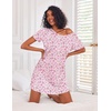 Ekouaer 3 Pack Nightgowns for Women Short Sleeve Sleepshirt Night Shirts(Blue Stars/Purple Stars/Pink Floral)