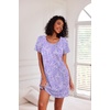 Ekouaer 3 Pack Nightgowns for Women Short Sleeve Sleepshirt Night Shirts(Blue Stars/Purple Stars/Pink Floral)