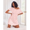 Ekouaer 3 Pack Nightgowns for Women Short Sleeve Sleepshirt Night Shirts(Green Floral/Blue Bow Stripes/Floral Pink)