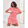 Ekouaer 3 Pack Nightgowns for Women Short Sleeve Sleepshirt Night Shirts(Green Floral/Blue Stars/Red Stripes)