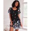Ekouaer 3 Pack Nightgowns for Women Short Sleeve Sleepshirt Night Shirts(Navy/Black Butterfly/Wine Red)
