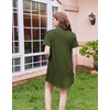 Ekouaer Nightgowns for Women Button Down Sleep Shirt Short Sleeve Sleepwear(Army Green)