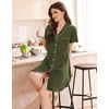 Ekouaer Nightgowns for Women Button Down Sleep Shirt Short Sleeve Sleepwear(Army Green)