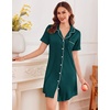 Ekouaer Nightgowns for Women Button Down Sleep Shirt Short Sleeve Sleepwear(Green)