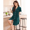 Ekouaer Nightgowns for Women Button Down Sleep Shirt Short Sleeve Sleepwear(Green)