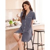 Ekouaer Nightgowns for Women Button Down Sleep Shirt Short Sleeve Sleepwear(Grey)