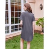 Ekouaer Nightgowns for Women Button Down Sleep Shirt Short Sleeve Sleepwear(Grey)