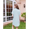 Ekouaer Nightgowns for Women Button Down Sleep Shirt Short Sleeve Sleepwear(Light Blue)