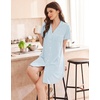 Ekouaer Nightgowns for Women Button Down Sleep Shirt Short Sleeve Sleepwear(Light Blue)