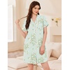 Ekouaer Nightgowns for Women Button Down Sleep Shirt Short Sleeve Sleepwear(Light Green Floral)