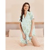 Ekouaer Nightgowns for Women Button Down Sleep Shirt Short Sleeve Sleepwear(Light Green Floral)