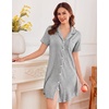 Ekouaer Nightgowns for Women Button Down Sleep Shirt Short Sleeve Sleepwear(Light Grey)