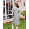 Ekouaer Nightgowns for Women Button Down Sleep Shirt Short Sleeve Sleepwear(Light Grey)