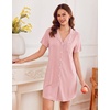 Ekouaer Nightgowns for Women Button Down Sleep Shirt Short Sleeve Sleepwear(Pale Pink)