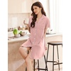 Ekouaer Nightgowns for Women Button Down Sleep Shirt Short Sleeve Sleepwear(Pale Pink)