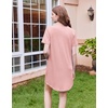 Ekouaer Nightgowns for Women Button Down Sleep Shirt Short Sleeve Sleepwear(Pale Pink)