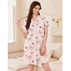 Ekouaer Nightgowns for Women Button Down Sleep Shirt Short Sleeve Sleepwear(Pink Bow)