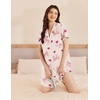 Ekouaer Nightgowns for Women Button Down Sleep Shirt Short Sleeve Sleepwear(Pink Bow)
