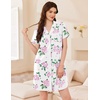 Ekouaer Nightgowns for Women Button Down Sleep Shirt Short Sleeve Sleepwear(Pink Flower)