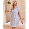 Ekouaer Nightgowns for Women Button Down Sleep Shirt Short Sleeve Sleepwear(Stars)