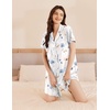 Ekouaer Nightgowns for Women Button Down Sleep Shirt Short Sleeve Sleepwear(White Blue Floral)