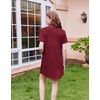 Ekouaer Nightgowns for Women Button Down Sleep Shirt Short Sleeve Sleepwear(Wine Red)