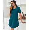 Ekouaer Nightgowns for Women Pleated Nightshirts Short Sleeve Sleepshirts(Blue Green)