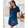 Ekouaer Nightgowns for Women Pleated Nightshirts Short Sleeve Sleepshirts(Blue Pea Floral)