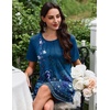 Ekouaer Nightgowns for Women Pleated Nightshirts Short Sleeve Sleepshirts(Blue Pea Floral)