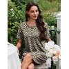 Ekouaer Nightgowns for Women Pleated Nightshirts Short Sleeve Sleepshirts(Brown Leopard)