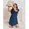 Ekouaer Nightgowns for Women Pleated Nightshirts Short Sleeve Sleepshirts(Dark Blue)