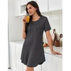 Ekouaer Nightgowns for Women Pleated Nightshirts Short Sleeve Sleepshirts(Dark Grey)