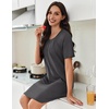 Ekouaer Nightgowns for Women Pleated Nightshirts Short Sleeve Sleepshirts(Dark Grey)