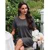 Ekouaer Nightgowns for Women Pleated Nightshirts Short Sleeve Sleepshirts(Dark Grey)