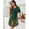 Ekouaer Nightgowns for Women Pleated Nightshirts Short Sleeve Sleepshirts(Green Pea Floral)