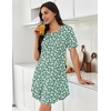 Ekouaer Nightgowns for Women Pleated Nightshirts Short Sleeve Sleepshirts(Green White Florals)