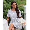 Ekouaer Nightgowns for Women Pleated Nightshirts Short Sleeve Sleepshirts(Light Grey White Star)