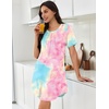 Ekouaer Nightgowns for Women Pleated Nightshirts Short Sleeve Sleepshirts(Pink & Blue Tie Dye)