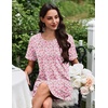 Ekouaer Nightgowns for Women Pleated Nightshirts Short Sleeve Sleepshirts(Pink White Florals)