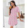 Ekouaer Nightgowns for Women Pleated Nightshirts Short Sleeve Sleepshirts(Pink White Florals)