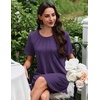 Ekouaer Nightgowns for Women Pleated Nightshirts Short Sleeve Sleepshirts(Purple)