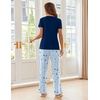 Ekouaer Pajama Sets for Women 2 Piece Short Sleeve Pj V Neck Chest Pocket(Blue-navy Star)