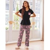 Ekouaer Pajama Sets for Women 2 Piece Short Sleeve Pj V Neck Chest Pocket(Cheetah Bow Tie)