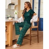 Ekouaer Pajama Sets for Women 2 Piece Short Sleeve Pj V Neck Chest Pocket(Green Plaid)