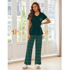 Ekouaer Pajama Sets for Women 2 Piece Short Sleeve Pj V Neck Chest Pocket(Green Plaid)