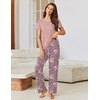 Ekouaer Pajama Sets for Women 2 Piece Short Sleeve Pj V Neck Chest Pocket(Mauve Floral)