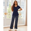 Ekouaer Pajama Sets for Women 2 Piece Short Sleeve Pj V Neck Chest Pocket(Navy Starry Sky)